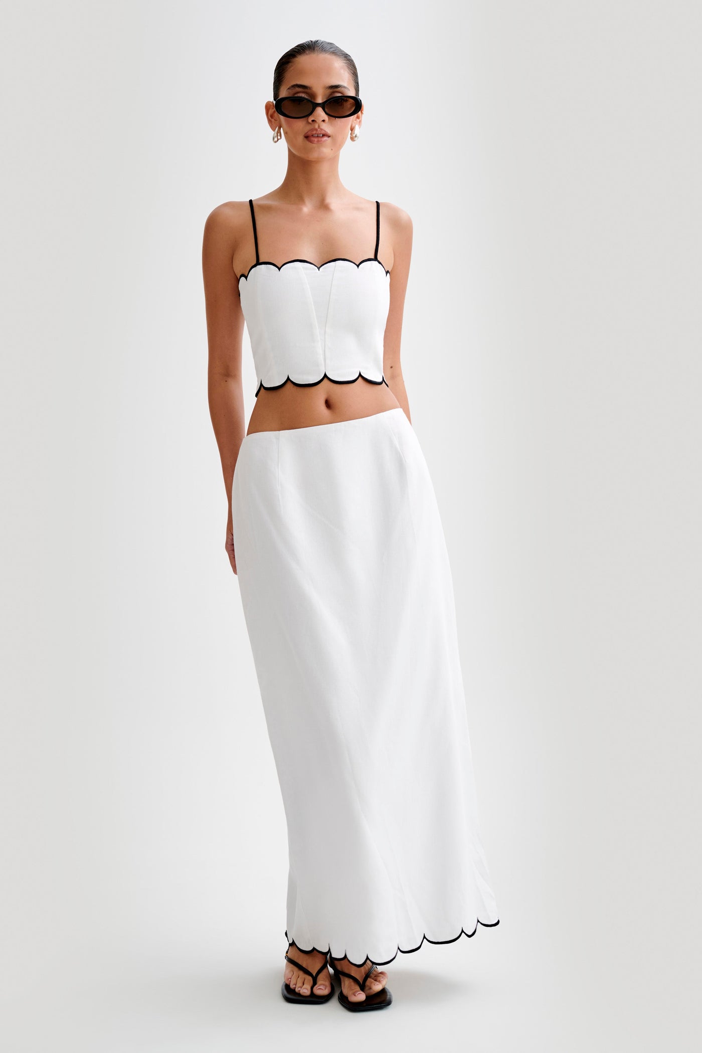 Alessio Scalloped Midi Skirt