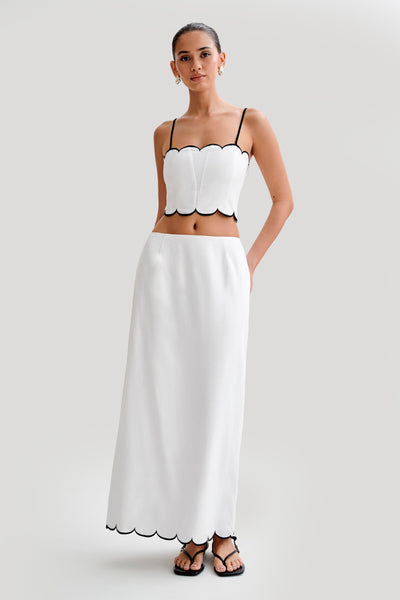 Alessio Scalloped Linen Top