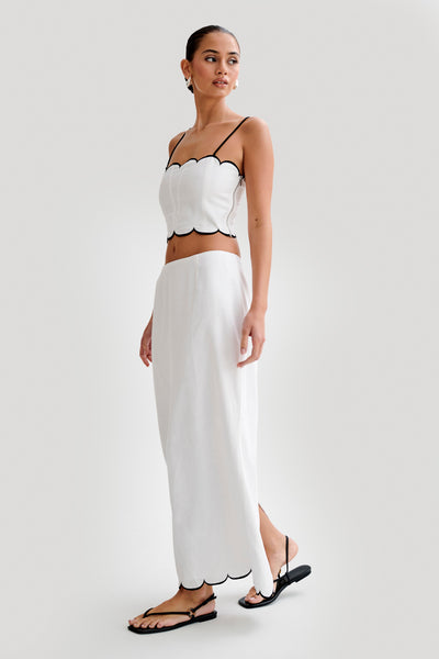 Alessio Scalloped Linen Top