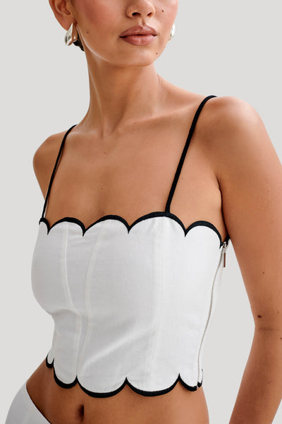 Alessio Scalloped Linen Top