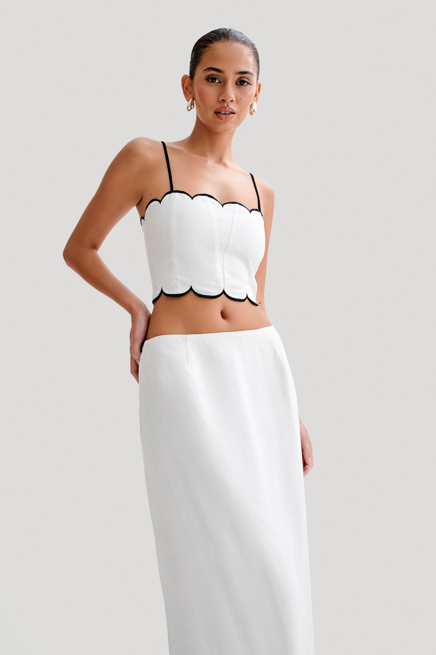Alessio Scalloped Linen Top