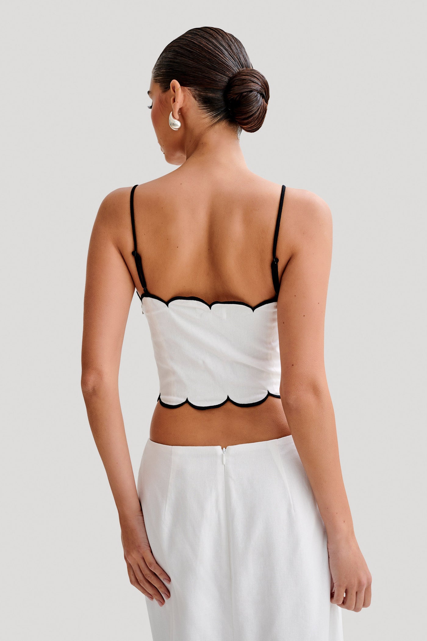 Alessio Scalloped Linen Top