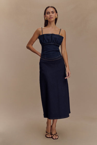 Cecilia Denim Frill Corset