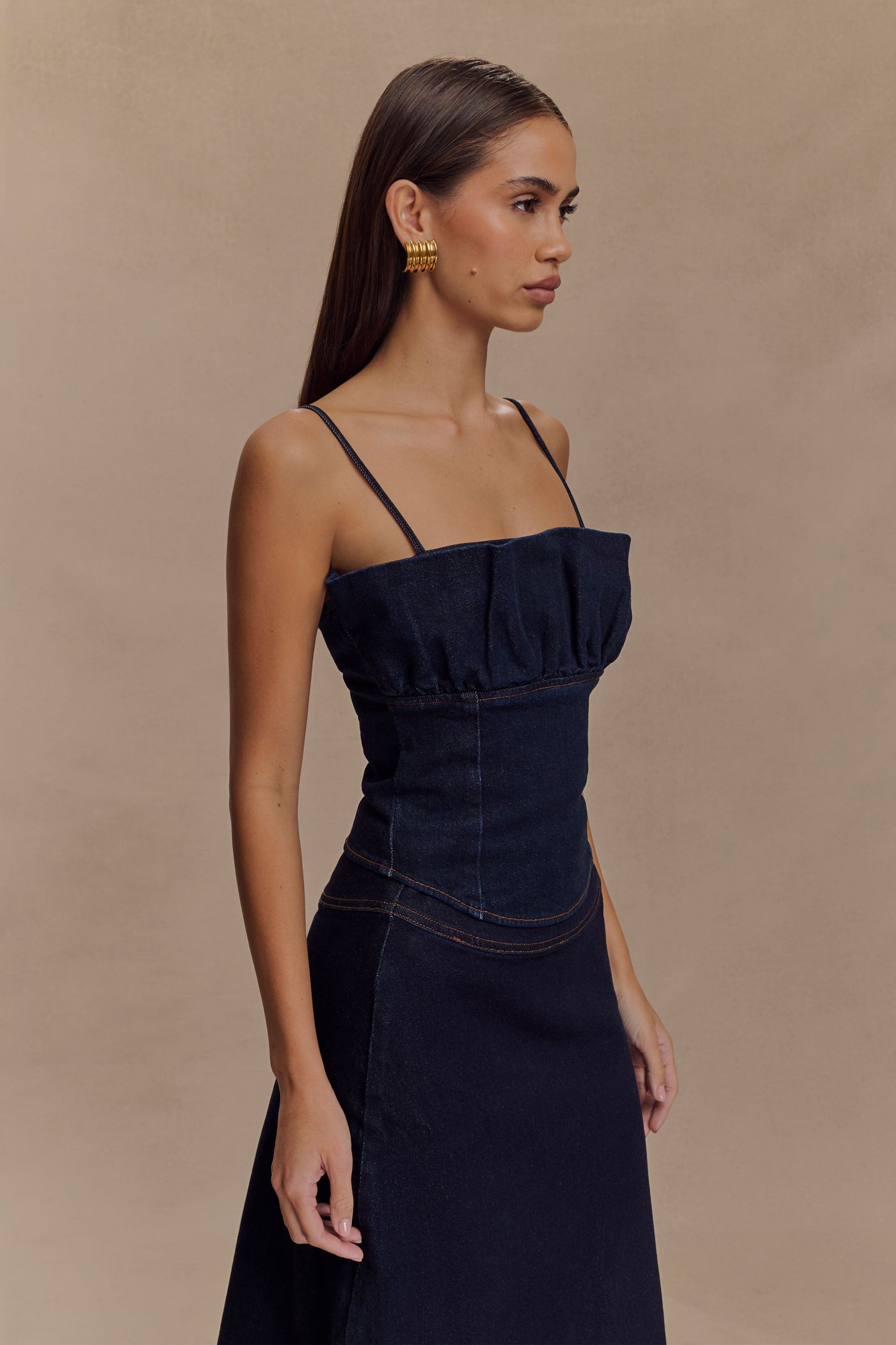 Cecilia Denim Frill Corset