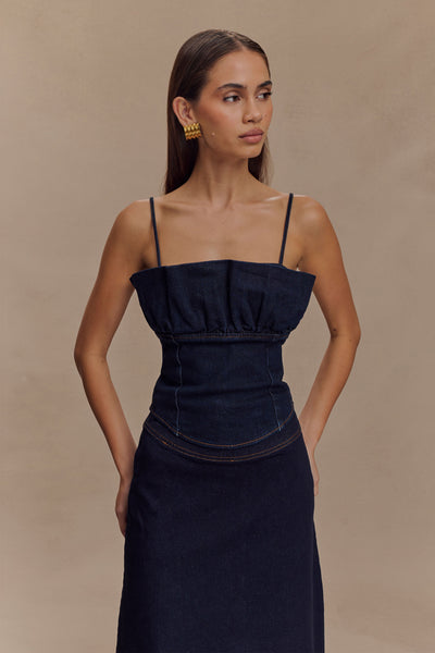 Cecilia Denim Frill Corset