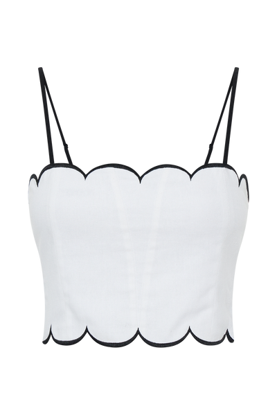 Alessio Scalloped Linen Top