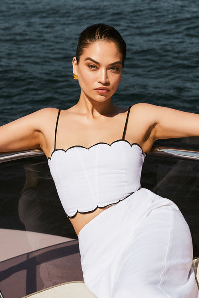 Alessio Scalloped Linen Top